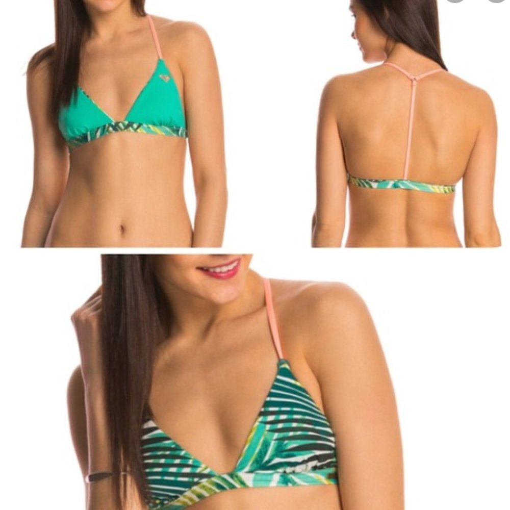 Roxy bikini top sz large jungle fever reversible